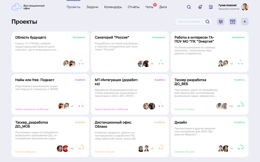 Интерфейс проектов